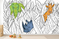 Louisemshop Papier peint enfant - cache-cache dans les feuilles