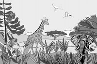 Louisemshop papier peint Noir et blanc Papier Peint Safari Girafe