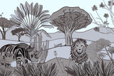 Louisemshop papier peint Noir et blanc Papier Peint Safari Lion
