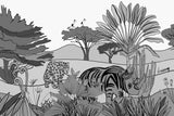 Louisemshop papier peint Noir et blanc Papier Peint Safari Rhinocéros