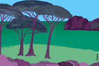 Louisemshop Papier peint paysage - bord de mer sous les pins