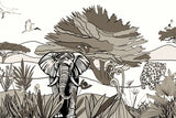 Louisemshop papier peint Sépia Papier Peint Safari Eléphant