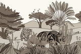 Louisemshop papier peint Sépia Papier Peint Safari Rhinocéros