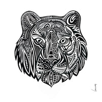 Tableau tête de tigre style maori