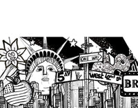 Crédence sur Mesure - New York, une Interprétation Artistique en Noir et Blanc