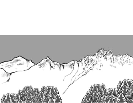 Crédence Montagne - Image de paysage hivernal avec des sapins et des montagnes enneigées, une création artistique pour votre cuisine.