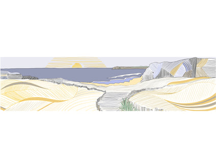 Crédence Chemin Cotier - Une représentation artistique d'un paysage côtier, évoquant la beauté sereine de la mer et du littoral.