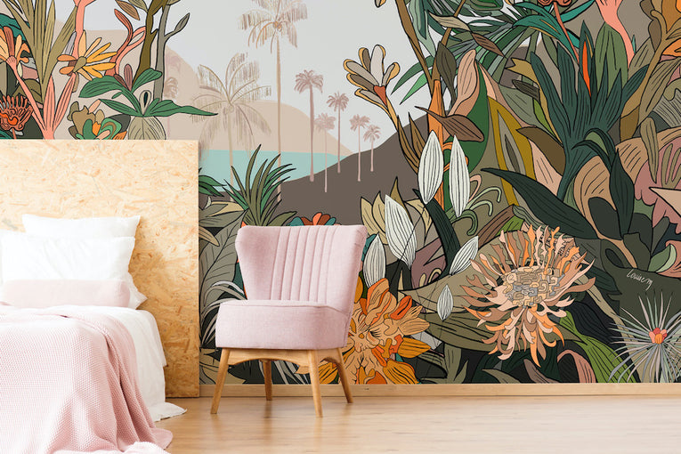 Papier Peint Panoramique Personnalisé avec Fleurs Géantes : Décoration Murale Unique pour Intérieurs Modernes