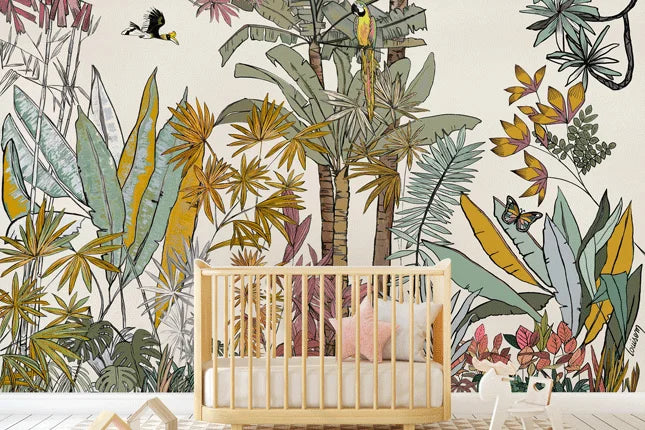 papier peint foret équatoriale animaux dans chambre d'enfant
