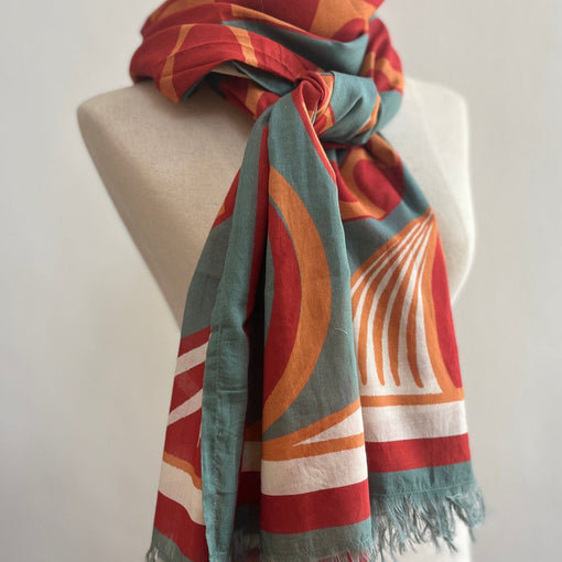 Louisemshop 190x100cm Echarpe en coton  - Serpent Terra