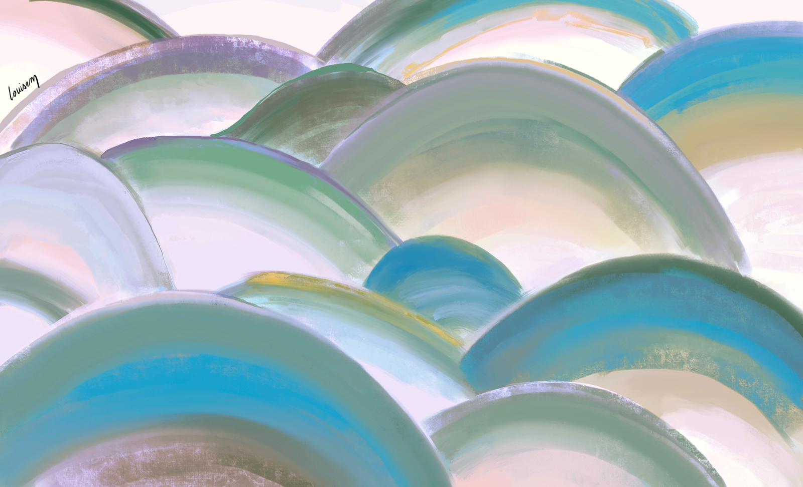 Louisemshop Bleu Papier peint Paysage –  Collines polychromes