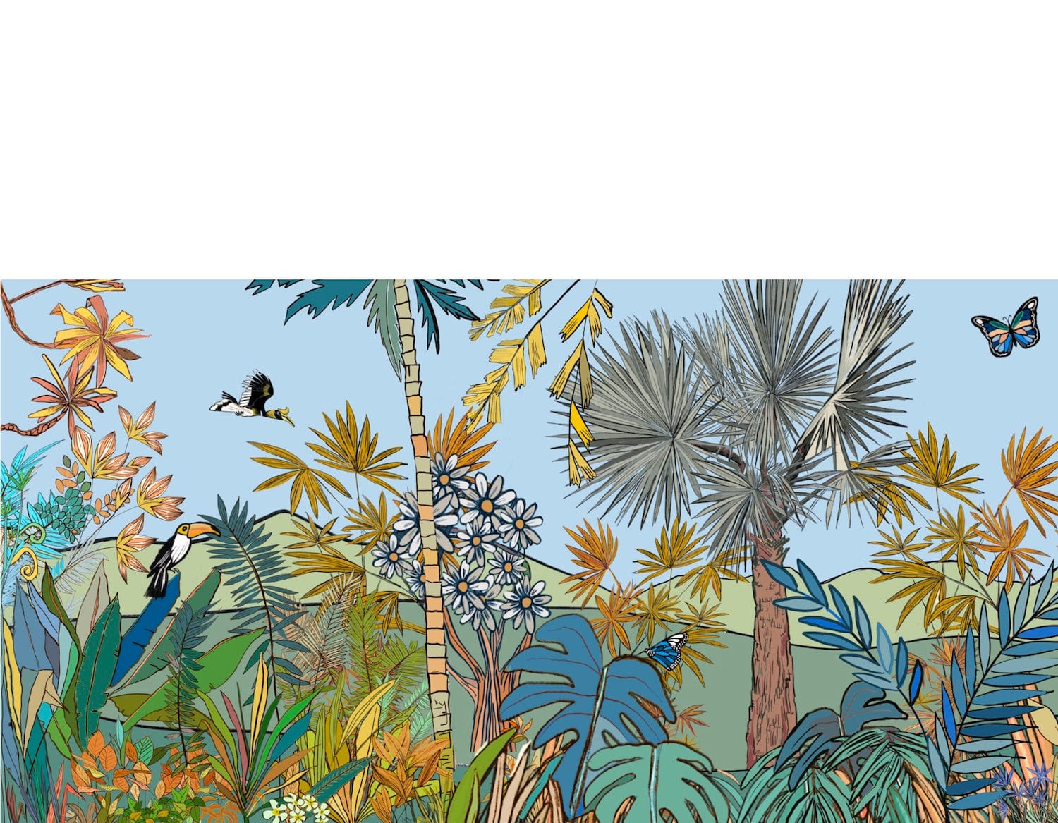 Louisemshop crédence de cuisine sur mesure et personnalisée Composite aluminium 3mm / 100x50cm - Visuel A Crédence / Fond de hotte sur mesure - Jungle Papillons