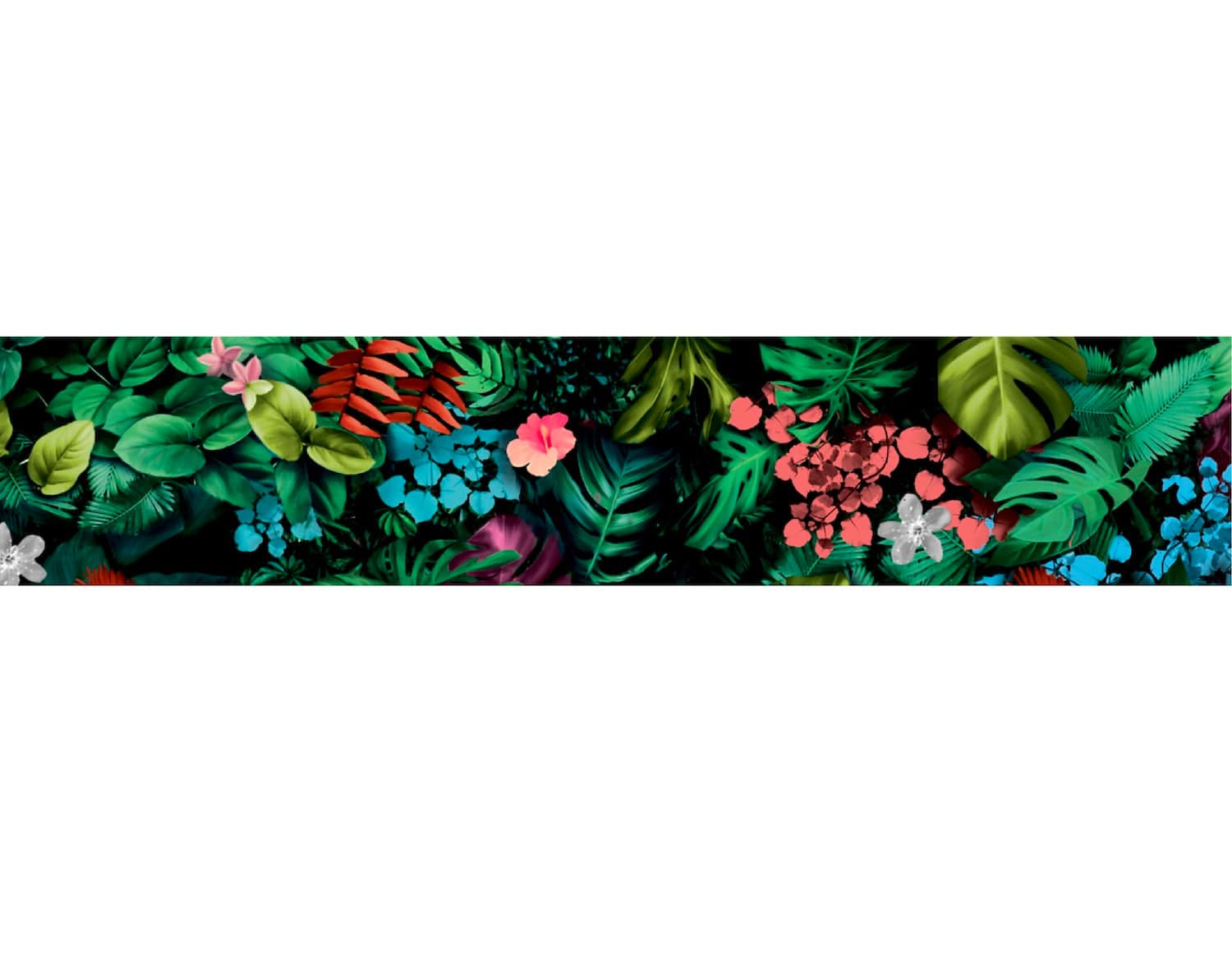 Louisemshop crédence de cuisine sur mesure et personnalisée Composite aluminium 3mm / 200x50cm Crédence / Fond de hotte sur mesure - Jungle Hibiscus