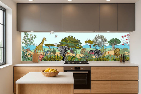 Louisemshop Crédence / Fond de hotte sur mesure - Safari
