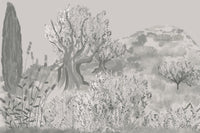 Louisemshop Noir et blanc Papier peint campagne – Autour de l’olivier