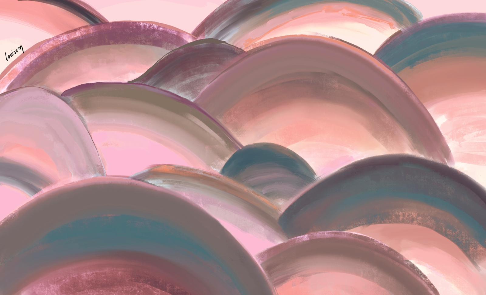 Louisemshop Or rose Papier peint Paysage –  Collines polychromes