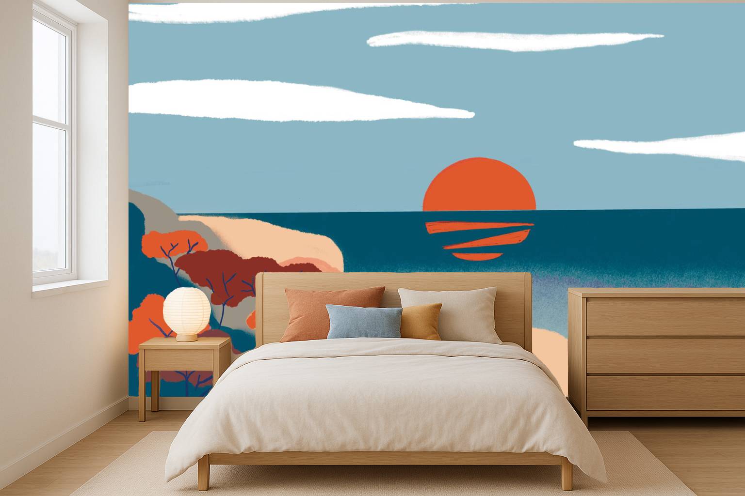Louisemshop Papier peint coucher de soleil méditerranéen