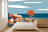 Louisemshop Papier peint coucher de soleil méditerranéen