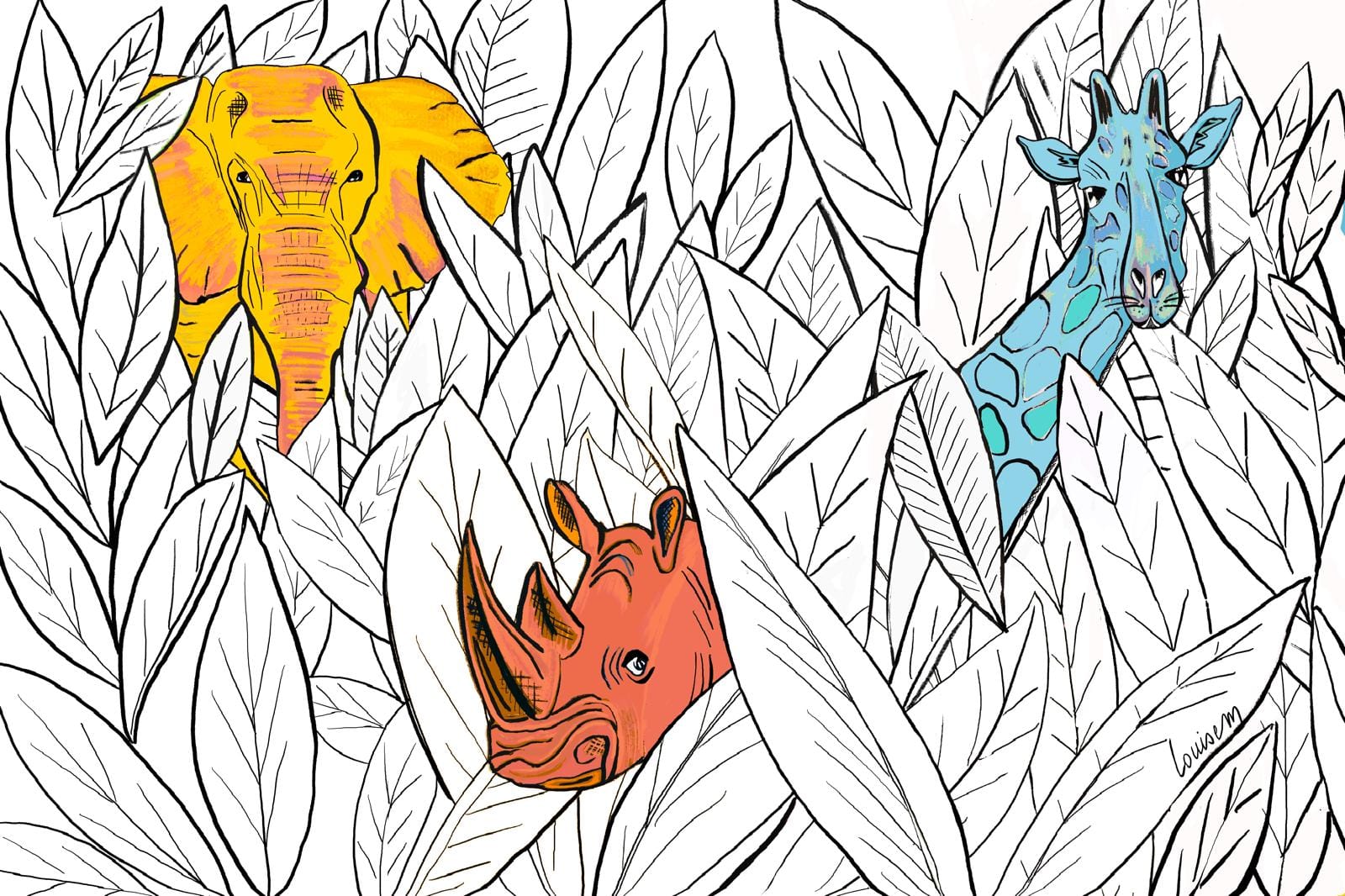 Louisemshop Papier peint enfant - cache-cache dans les feuilles