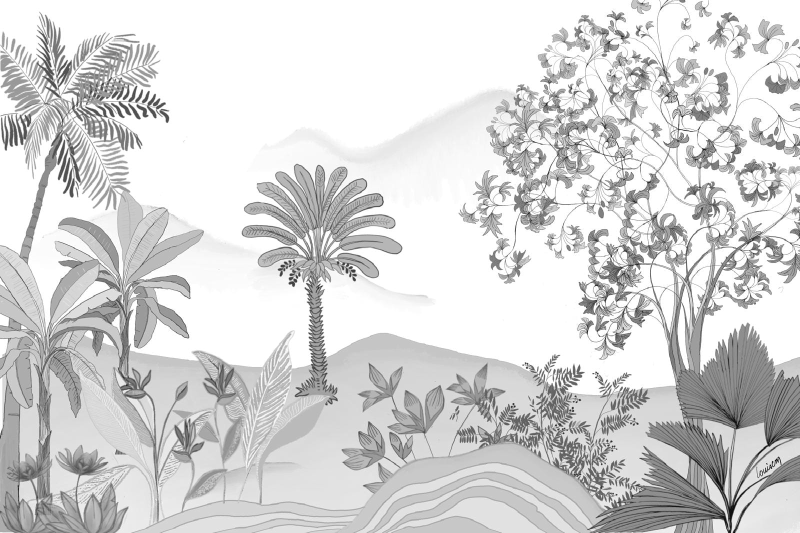 Louisemshop Papier peint enfant - Harmonie de la nature