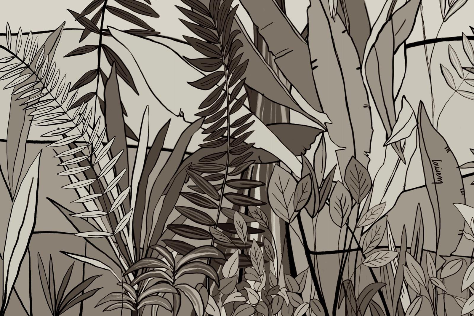 Louisemshop Papier peint feuillage - Vent dans les feuilles