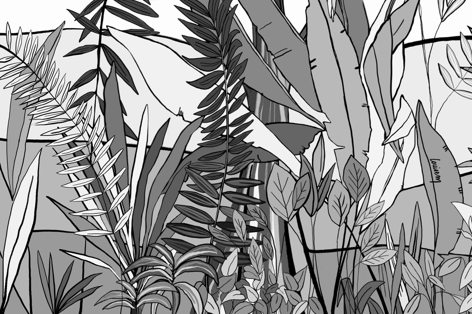 Louisemshop Papier peint feuillage - Vent dans les feuilles