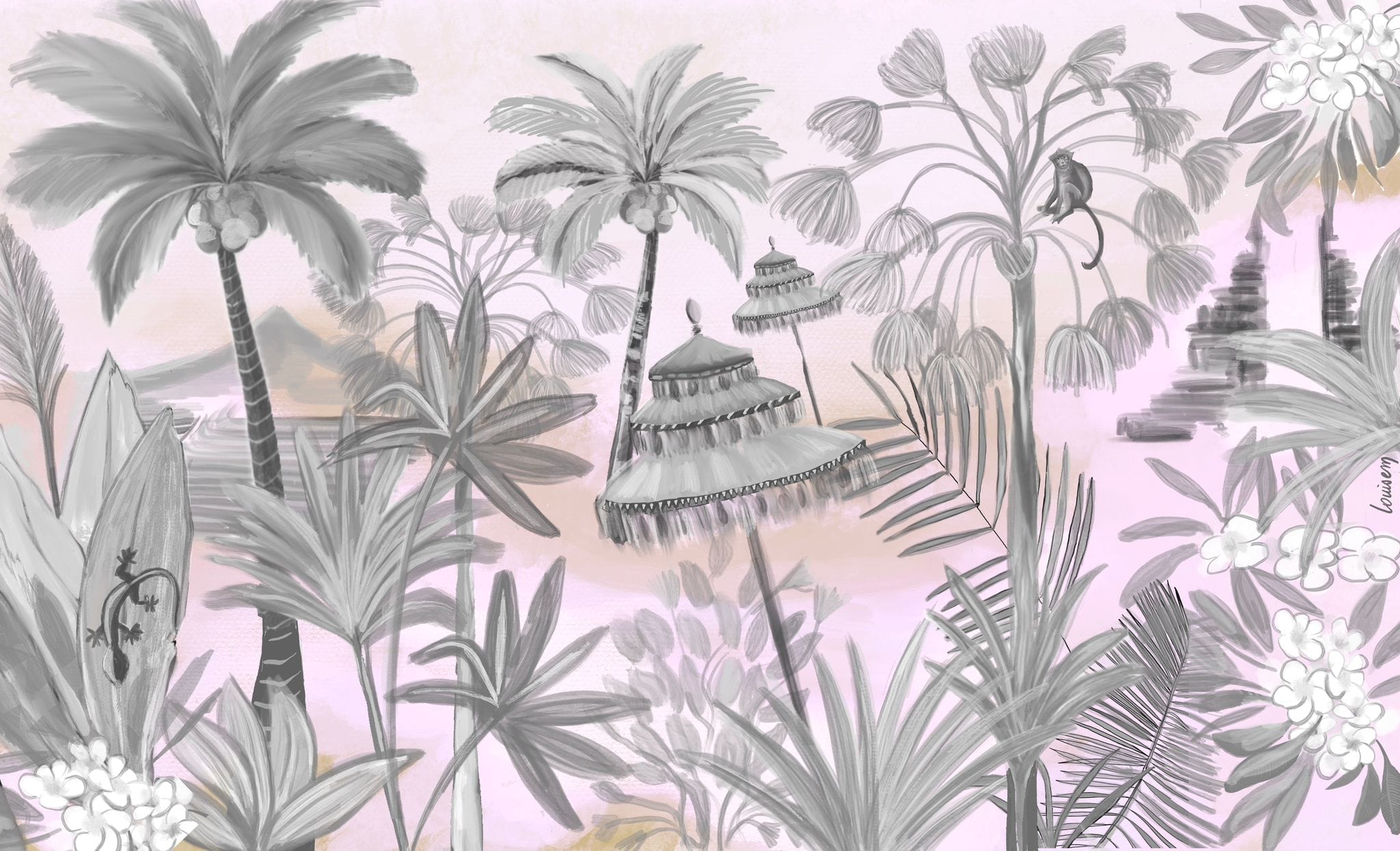 Louisemshop Papier peint jungle balinaise