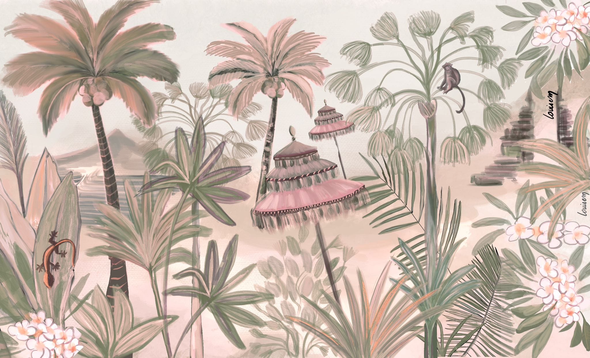 Louisemshop Papier peint jungle balinaise