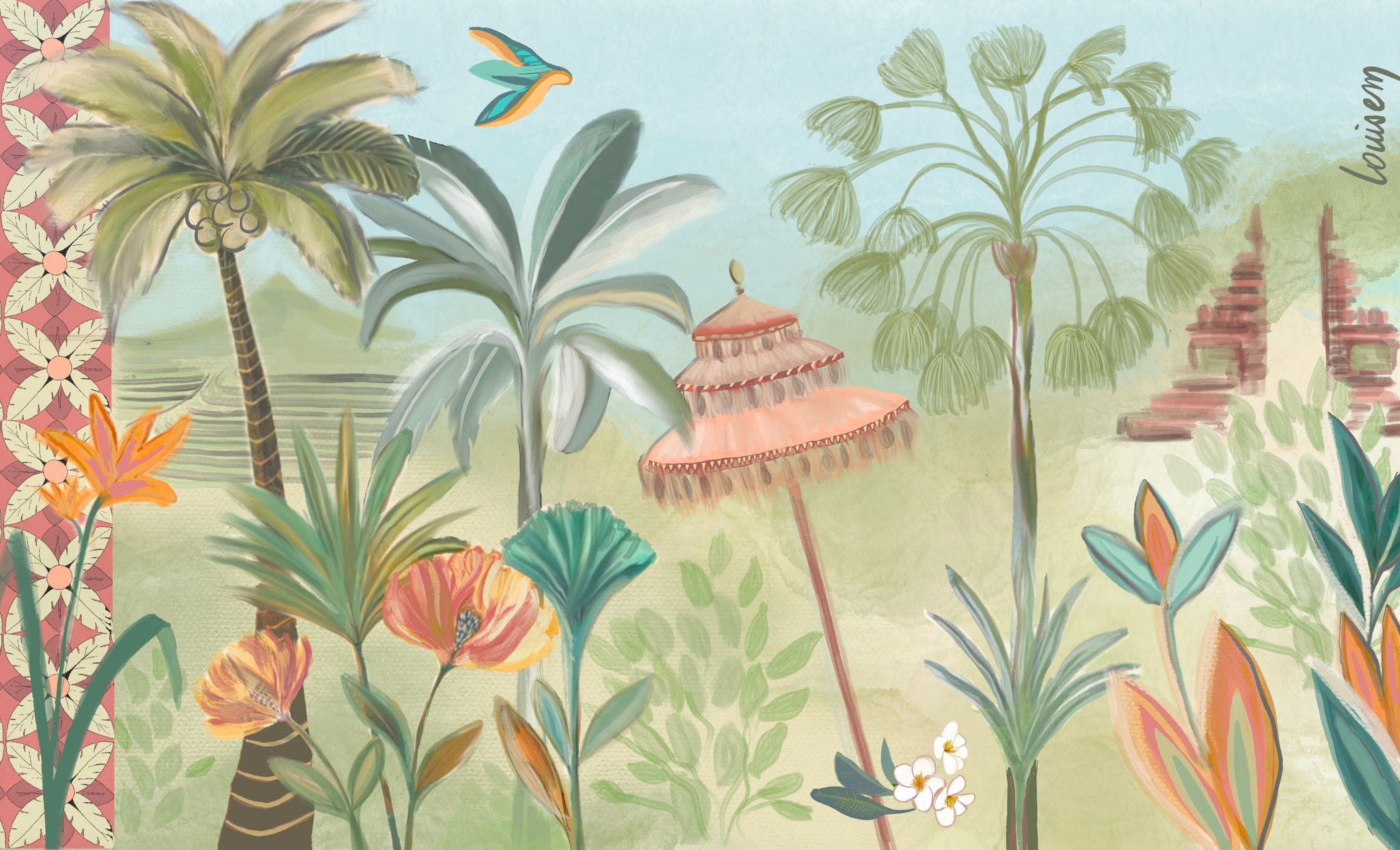 Louisemshop Papier peint jungle balinaise