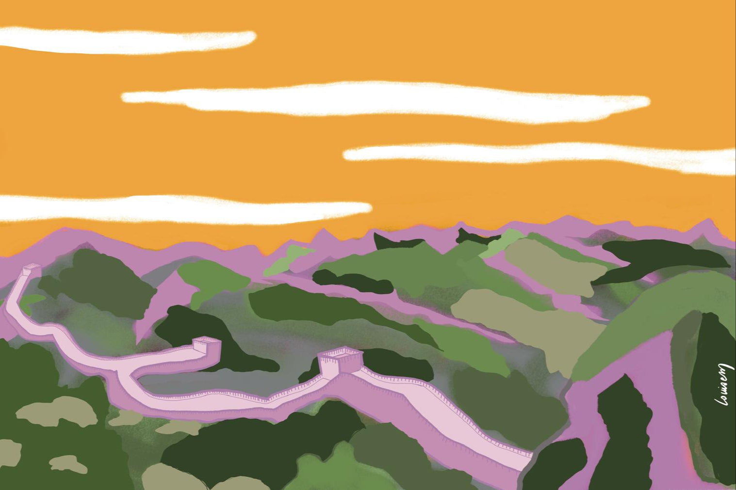 Louisemshop Papier peint paysage - Grande Muraille