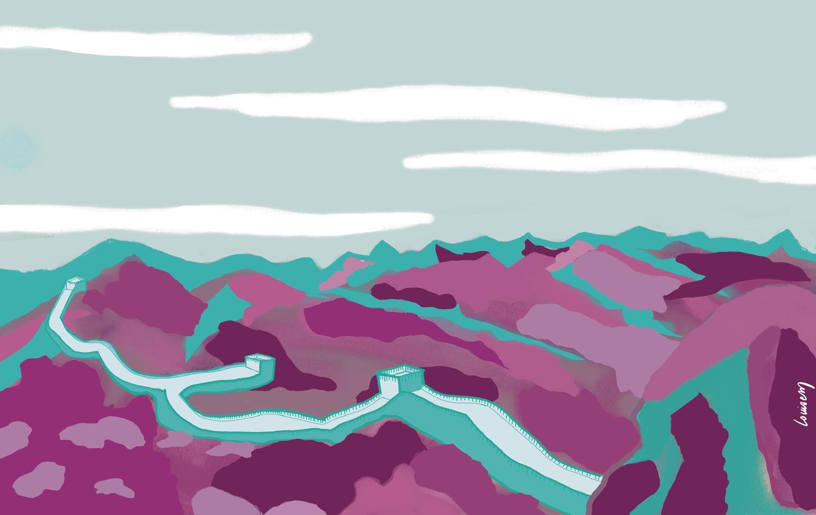 Louisemshop Papier peint paysage - Grande Muraille