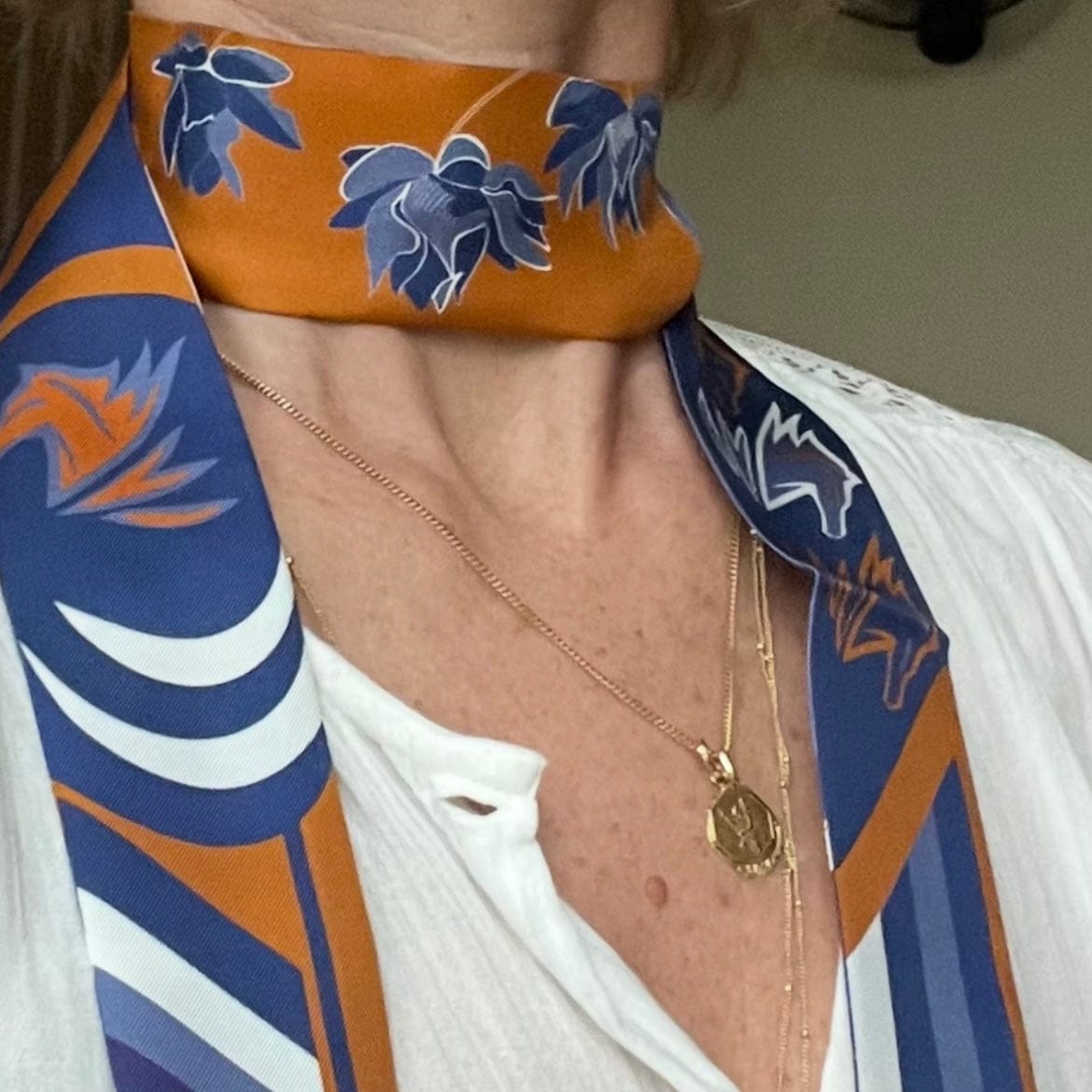 Louisemshop Twilly en soie – Saphir