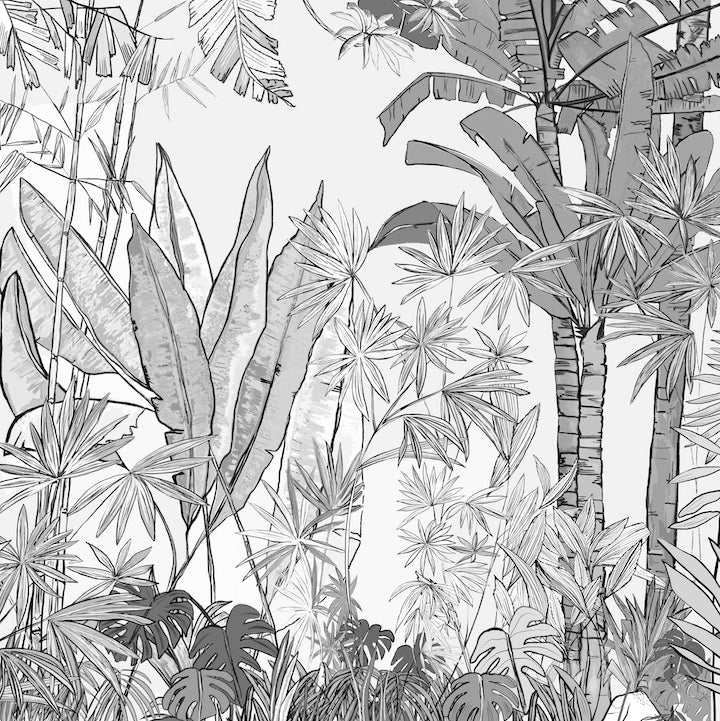 Tableau jungle noir et blanc