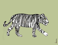 Fond de hotte avec dessin unique d'un tigre sur fond vert
