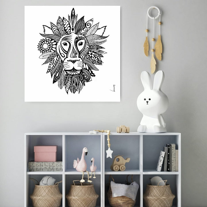 Tableau Lion Maori dans chambre d'enfant