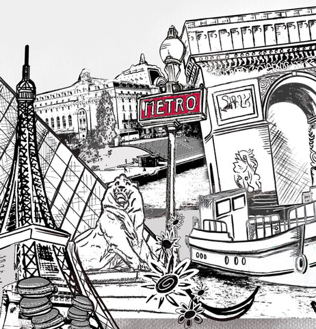 Tableau personnalisé Paris Louvre Tour Eiffel Arc de Triomphe