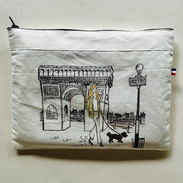 Pochette coton motif jeune fille à Paris