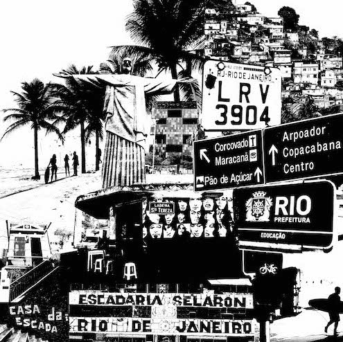 Tableau sur mesure quartiers de Rio de Janeiro noir et blanc