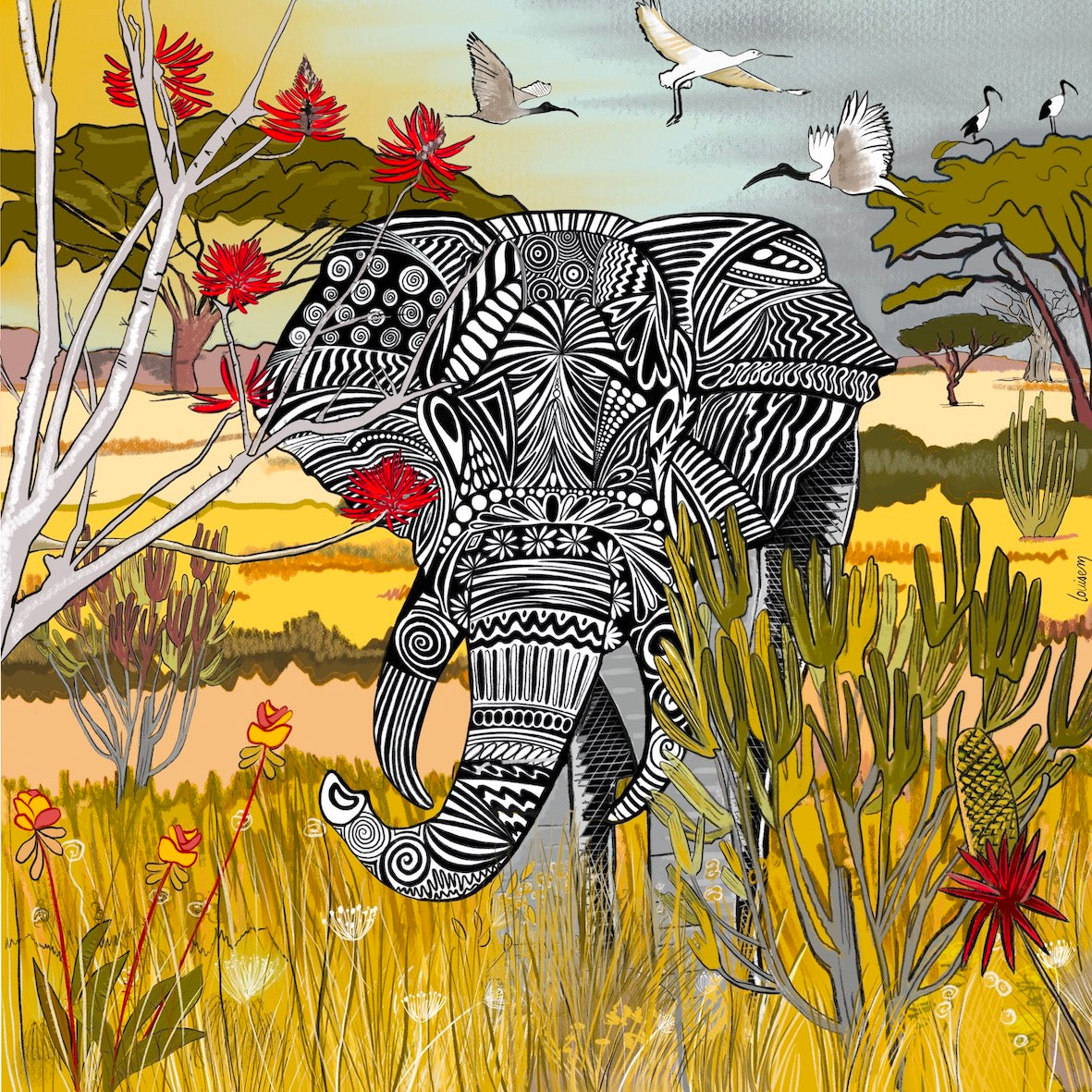 Custom painting - Elephant, King of the savannah