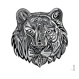 Tableau tête de tigre style maori