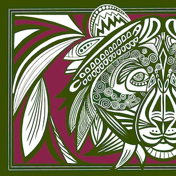Echarpe verte cerise et blanche motif Ours maori