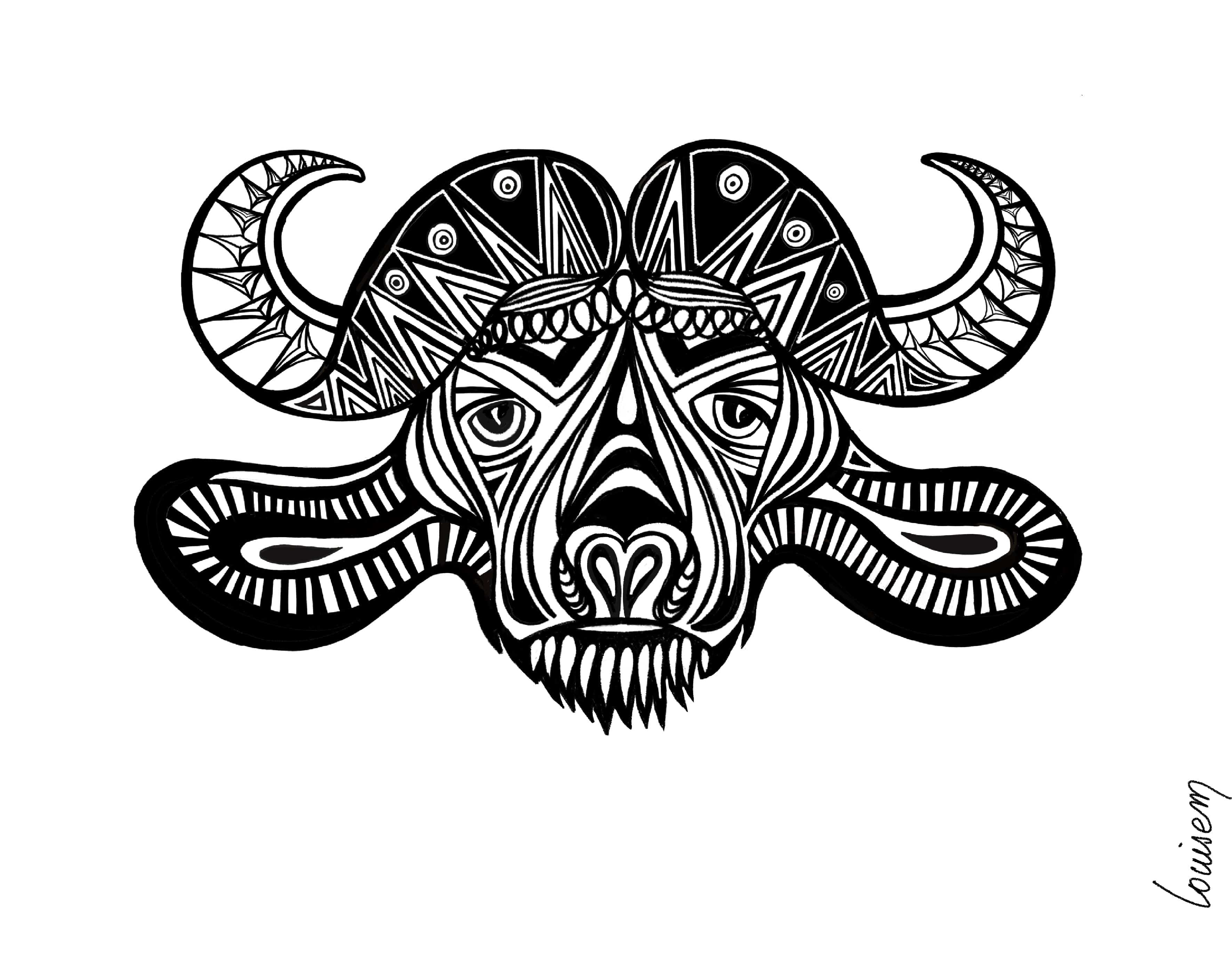 Louisemshop Composite aluminium 3mm / 60x70cm / Noir et blanc Fond de hotte - Maori Buffalo