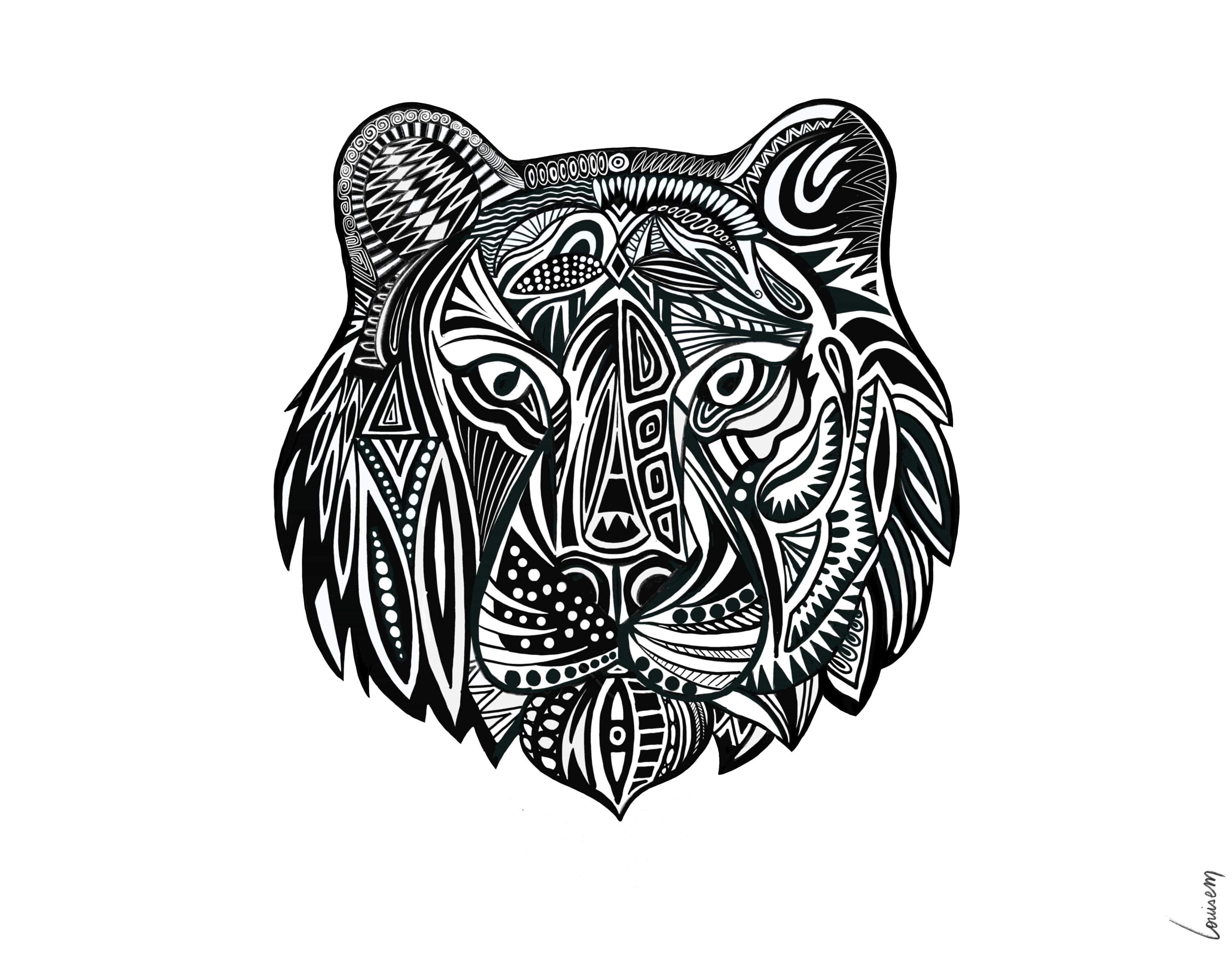 Louisemshop Composite aluminium 3mm / 60x70cm / Noir et blanc Fond de hotte - Maori Tigre