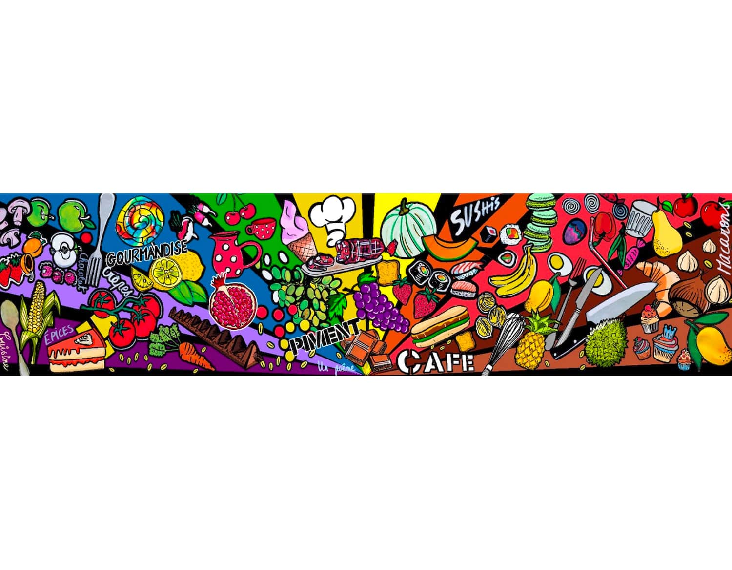 Louisemshop crédence de cuisine Composite aluminium 3mm / 200x50cm Crédence / Fond de hotte sur mesure - Gourmandise